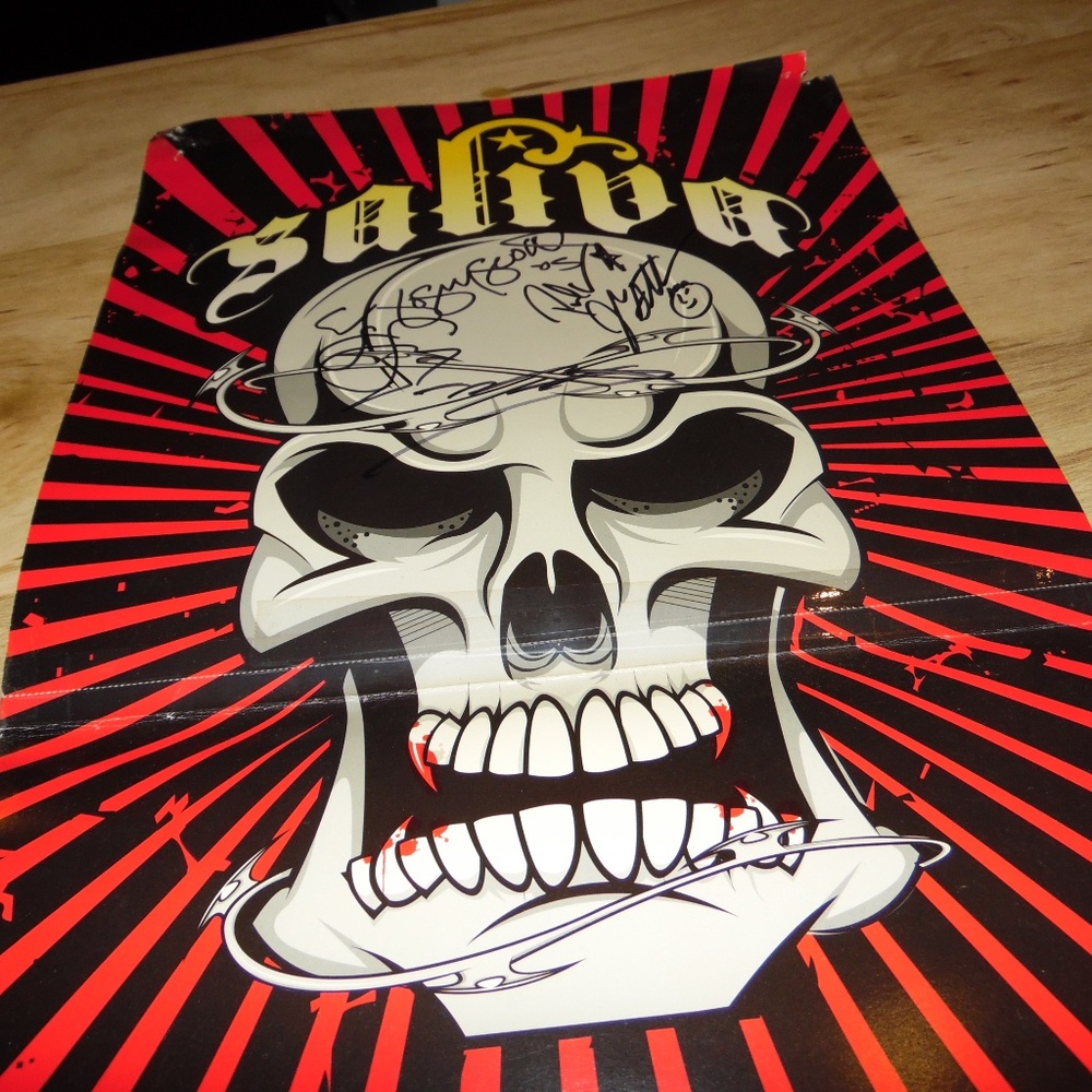 Rare Autographed Saliva Survival of the Sickest 2-Sided Promo Poster Flat 12x24